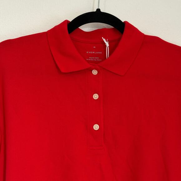 NWT Everlane The Collared Oversized Cotton Polo Shirt XS Red Academia Preppy - Picture 4 of 11